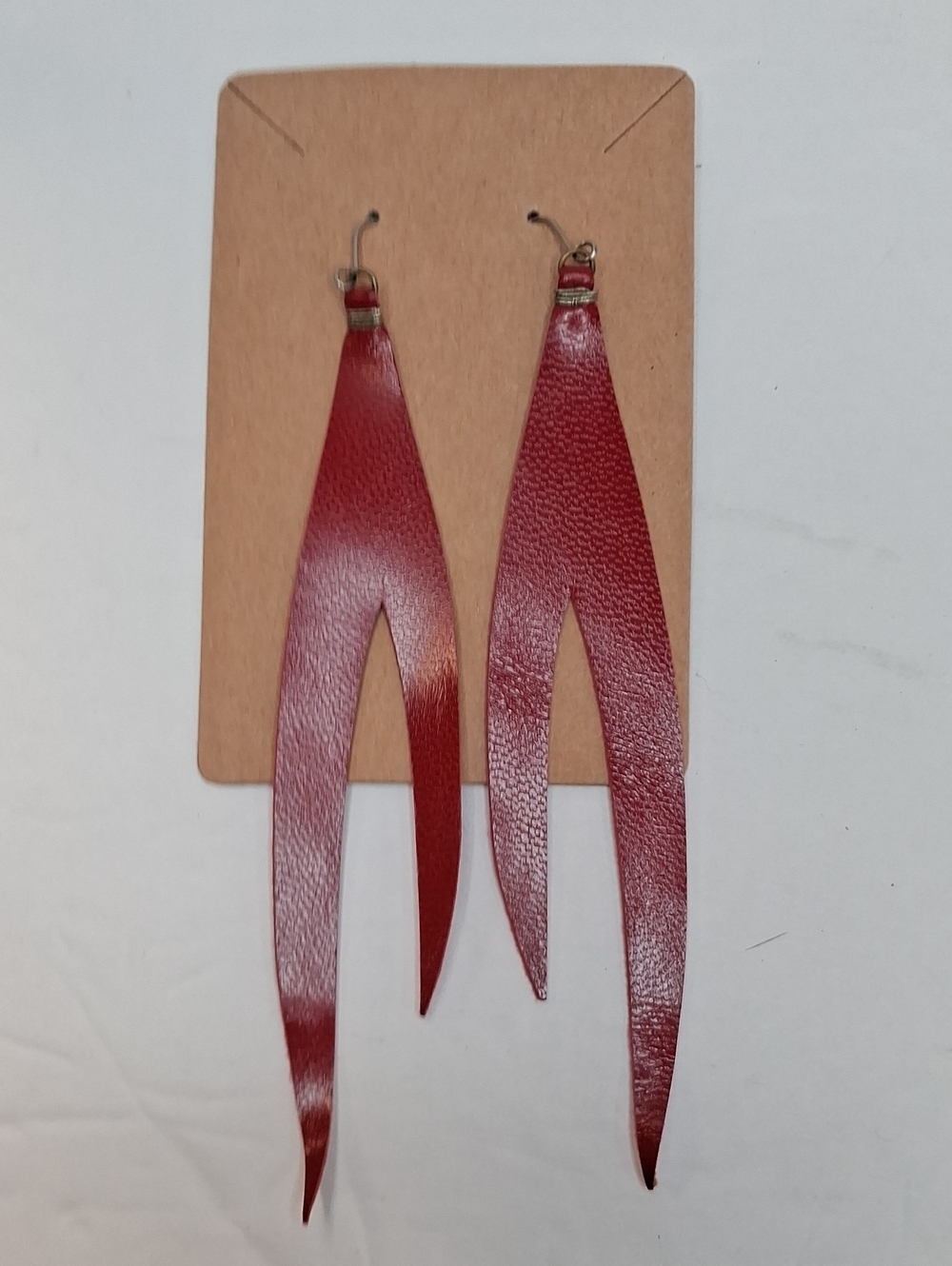 Blue Leather Fringe Earrings Handmade Boho Dangle Earrings